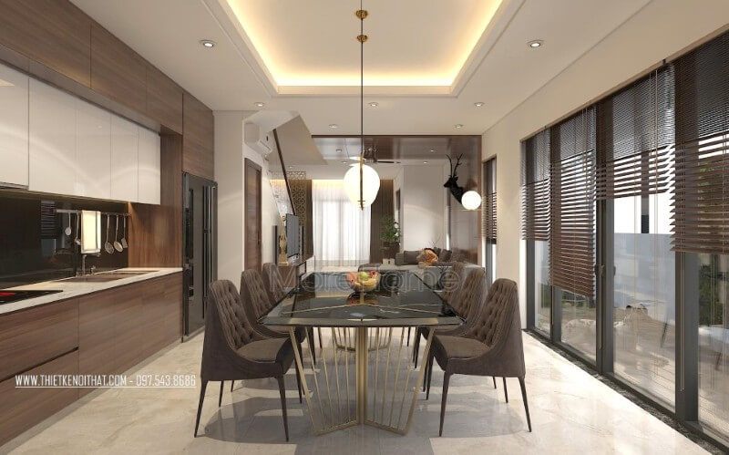 Xu hướng thiết kế phòng ăn mở liền kề với không gian phòng bếp đang ngày càng được nhiều khách hàng lựa chọn