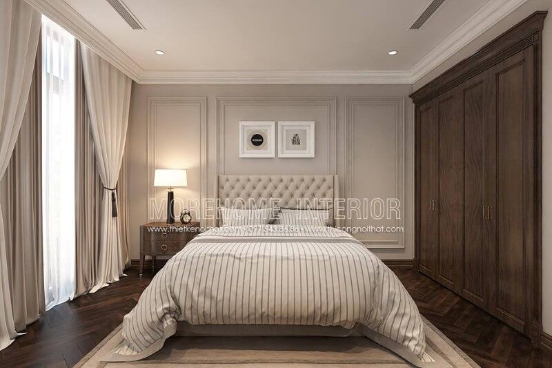 Chọn một tủ quần áo âm tường gỗ tự nhiên nhập khẩu phong cách tân cổ điển để trang trí nhà biệt thự cao cấp của bạn.